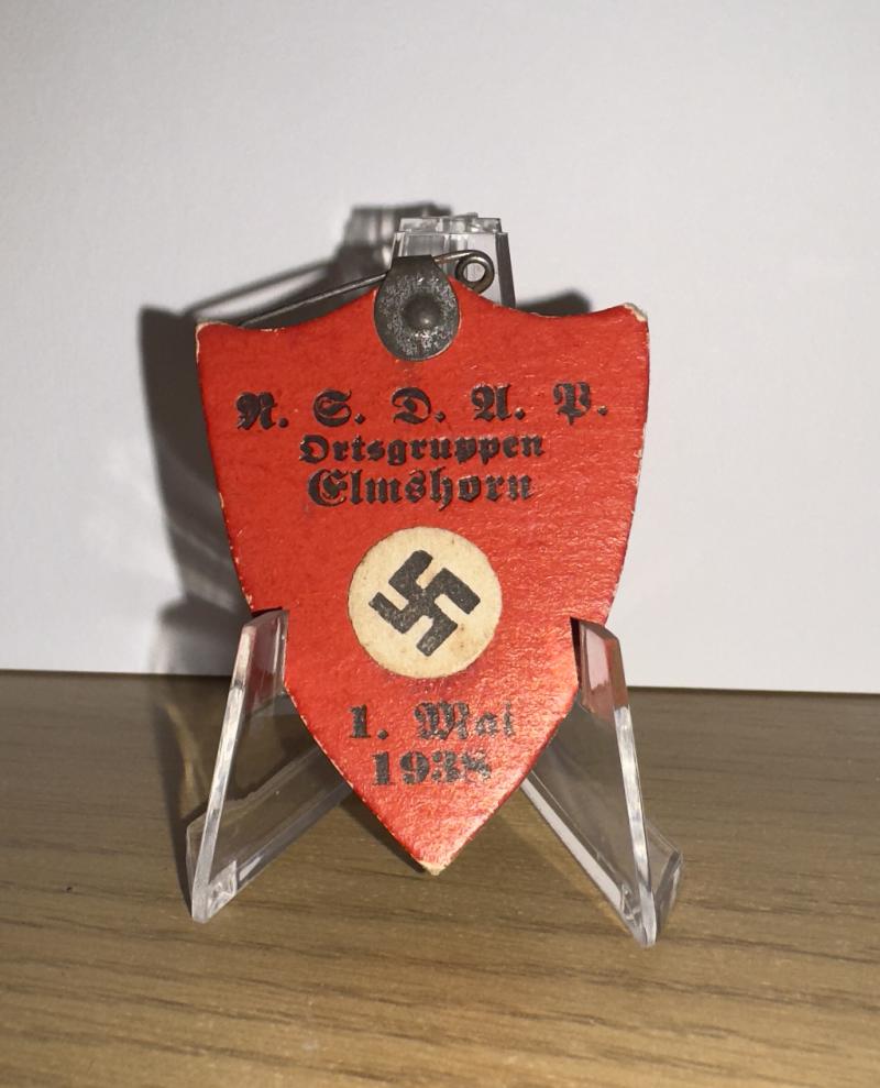 Scarce Paper NSDAP Ortsgruppen Elmshorn Badge